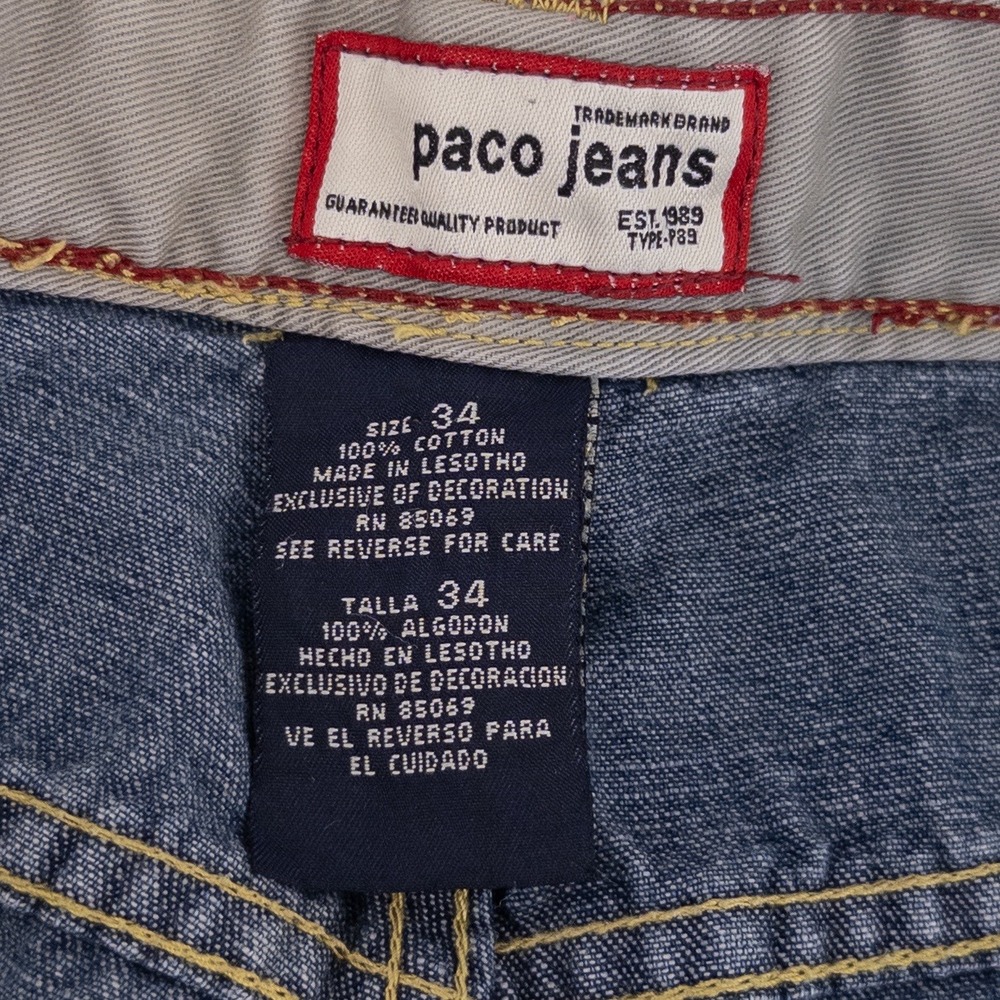 VTG Paco Jeans Mens 34 Denim Shorts Blue Relaxed Fit Y2K Streetwear Baggy Skate - Picture 6 of 12